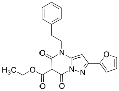 Ethyl 2-(furan-2-yl)-5,7-dioxo-4-phenethyl-4,5,6,7-tetrahydropyrazolo[1,5-a]pyrimidine-6-c