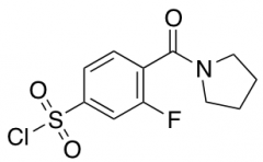 3-fluoro-4-(pyrrolidine-1-carbonyl)benzene-1-sulfonyl chloride