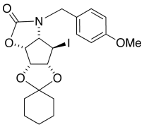 (1R,2R,3R)-N-(4-Methoxybenzyl)-(4S)-amino-1,2,3-trihydroxy-(5R)-iodocyclopentane 3,4-Carba