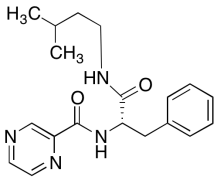 N-[(1S)-2-[(3-Methylbutyl)amino]-2-oxo-1-(phenylmethyl)ethyl]-2-pyrazinecarboxamide