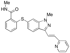 N-Methyl-2-[[3-[(1E)-2-(pyridinyl) ethenyl]-[N-methyl,1H-indazol-6-yl-thiol]]-benzamide